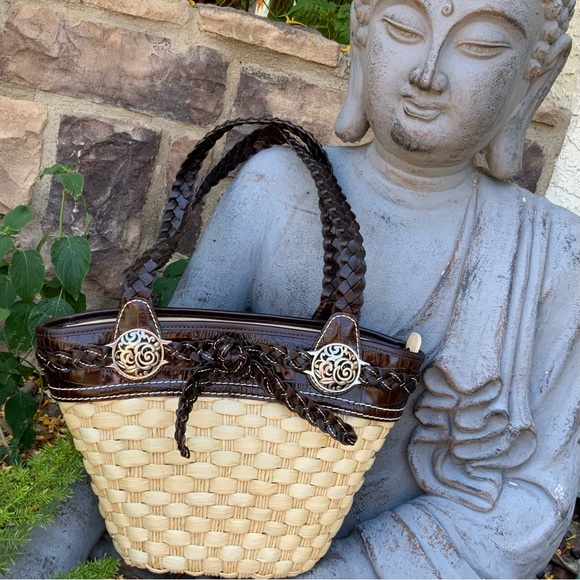 Brighton Woven Straw & Embossed Leather Shoulder Bag - Picture 14 of 15